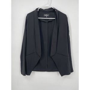 Lulus Women's Black Miss Punctuality Lightweight Open Front Blazer Size M